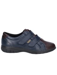 Womens/Ladies Haythrop Touch Fastening Leather Shoes - Navy/Brown