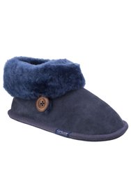 Womens/Ladies Wotton Sheepskin Soft Leather Booties - Dark Blue - Dark Blue