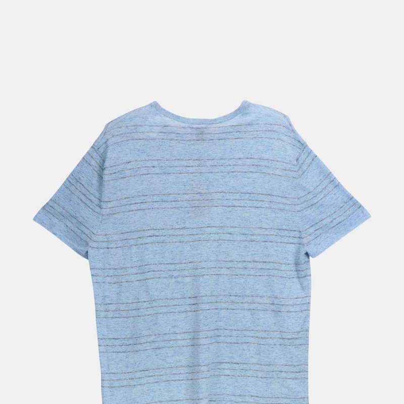 Shop Cotton By Autumn Cashmere Men's Sky / Slate Blue Crew With Thin Stripe Graphic T-shirt