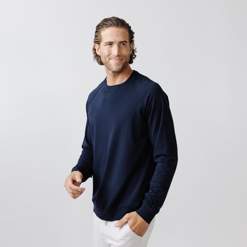 Cozy Earth Men's Ultra-soft Bamboo Pullover Crew In Blue