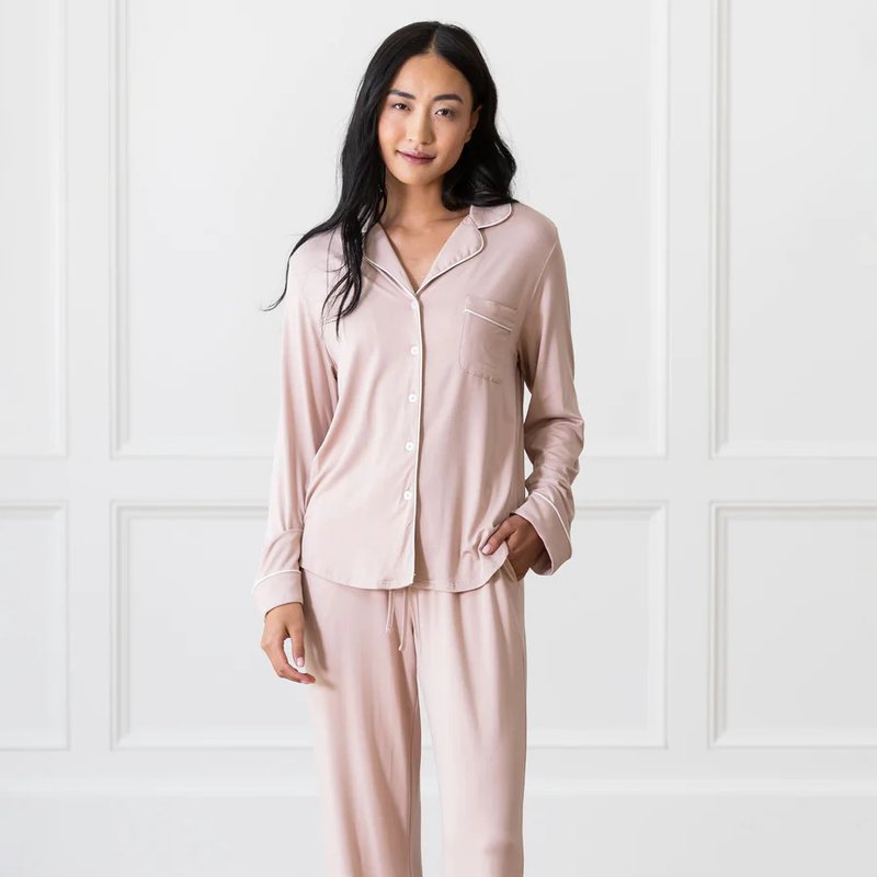 Cozy Earth Women's Long Sleeve Bamboo Pajama Top In Stretch-knit In Pink