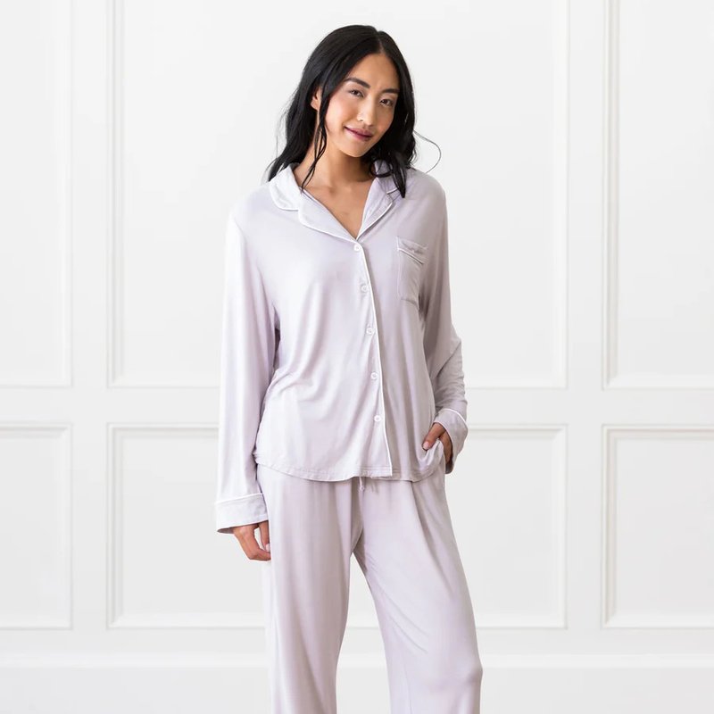 Cozy Earth Women's Long Sleeve Bamboo Pajama Top In Stretch-knit In Purple