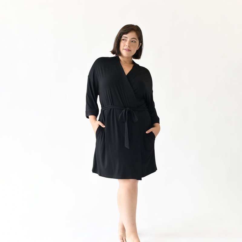 Cozy Earth Women's Stretch-knit Viscose From Bamboo Kimono Robe In Black