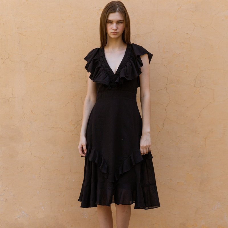 Cqc Luciana Midi Dress In Black