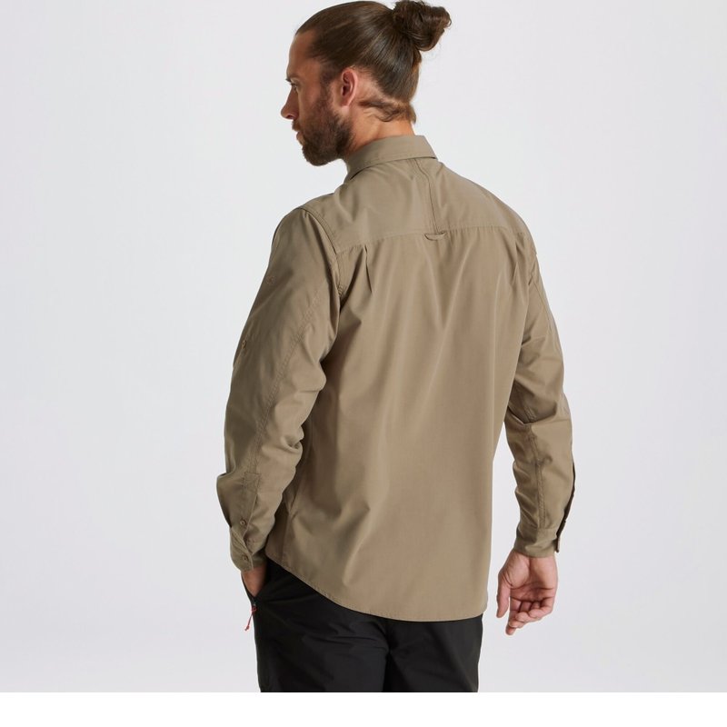 Shop Craghoppers Mens Expert Kiwi Long-sleeved Shirt (pebble Brown)
