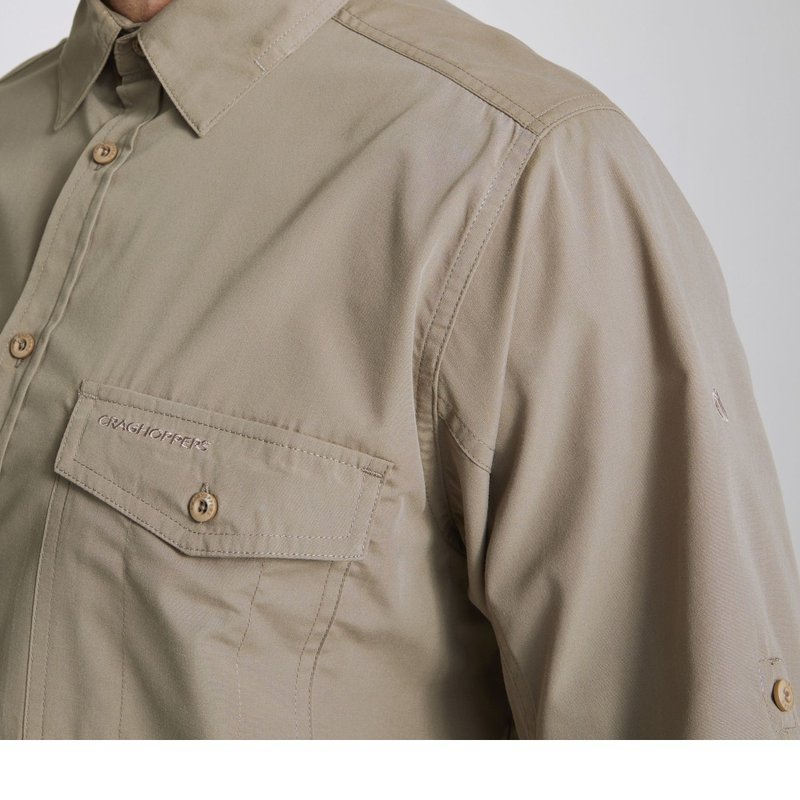 Shop Craghoppers Mens Expert Kiwi Long-sleeved Shirt (pebble Brown)