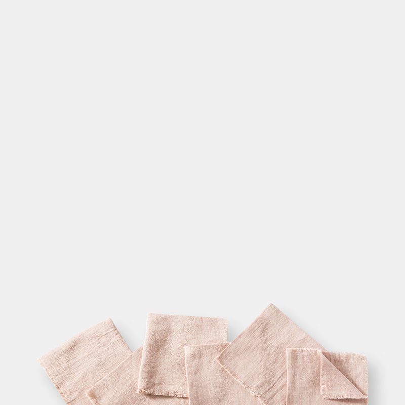 Creative Women Stone Washed Linen Cocktail Napkin In Pink