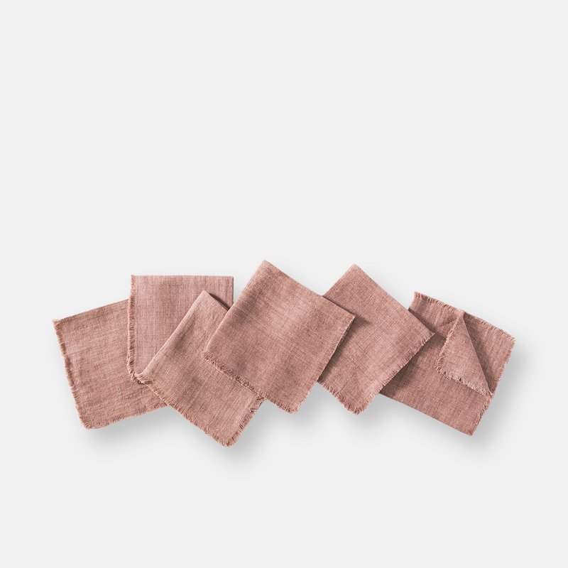 Creative Women Stone Washed Linen Cocktail Napkin In Pink