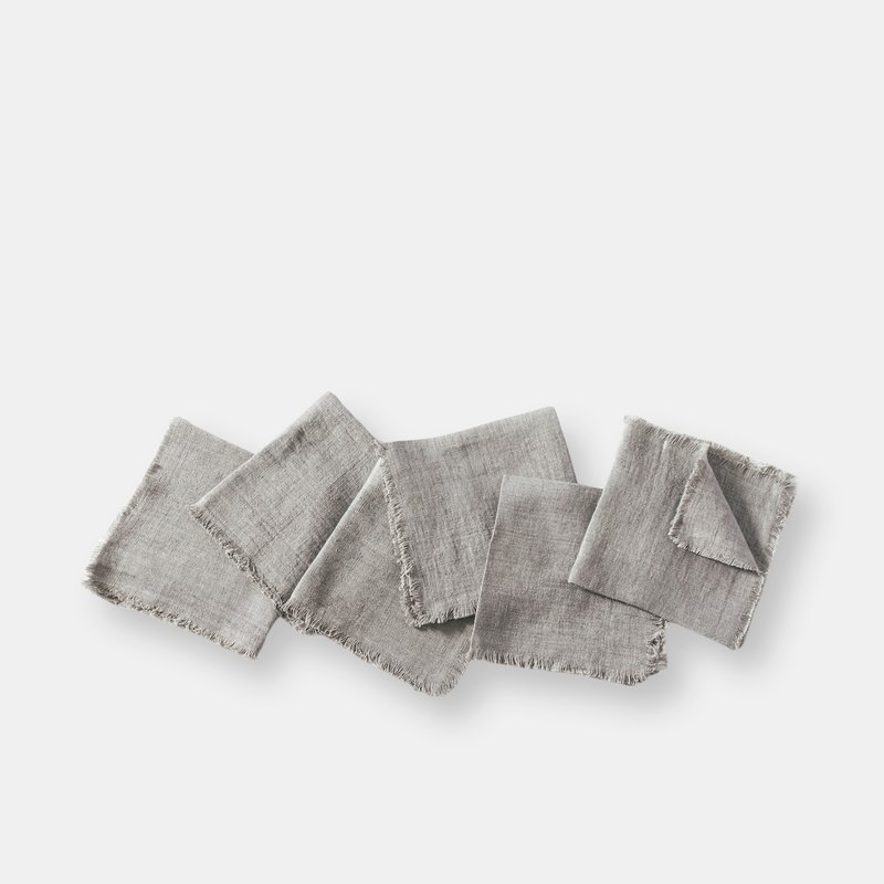 Creative Women Stone Washed Linen Cocktail Napkin In Grey