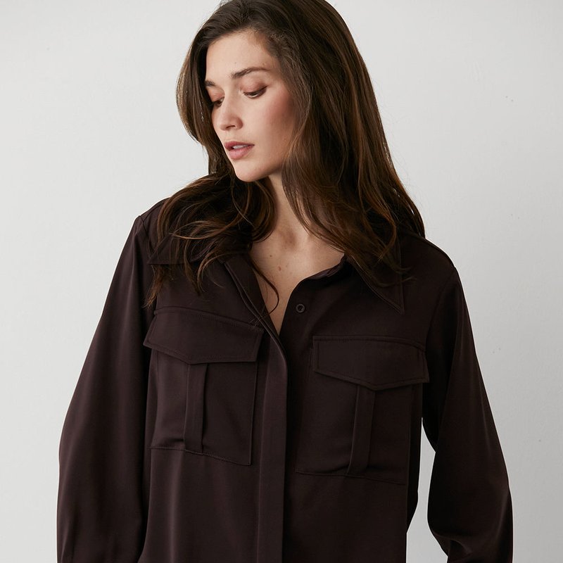 Shop Crescent Abella Utility Blouse In Brown