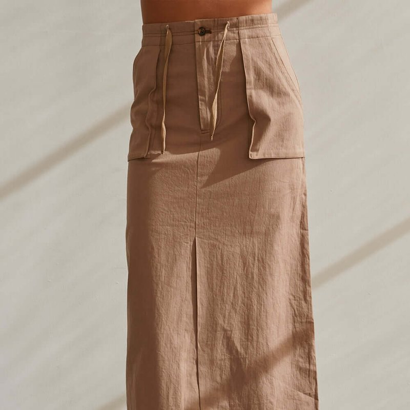 Crescent Alice Cotton Midi Skirt In Brown