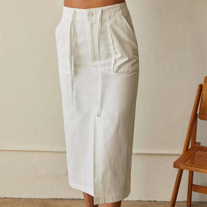 Crescent Alice Cotton Midi Skirt In White