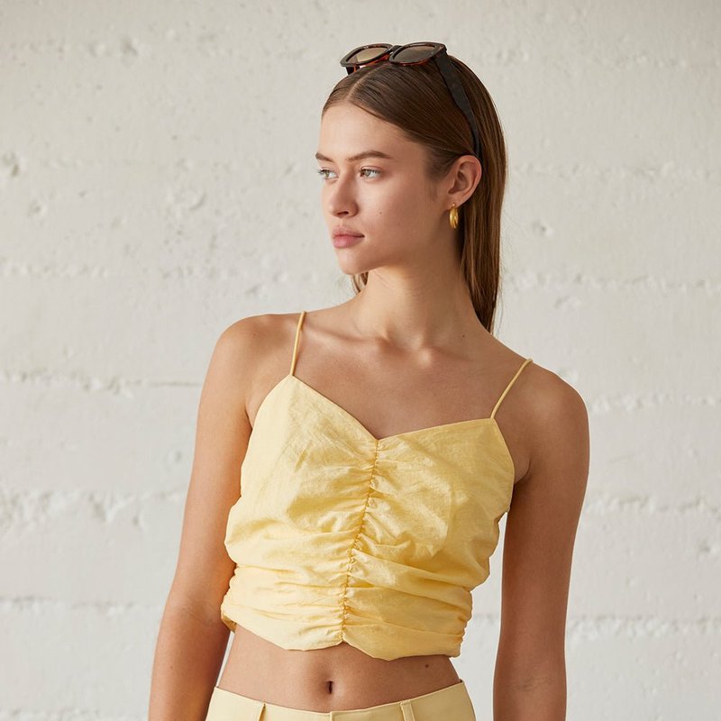 Crescent Alice Shirred Cami In Yellow