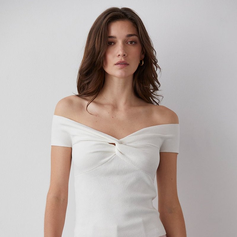 Crescent Aria Knit Top In White