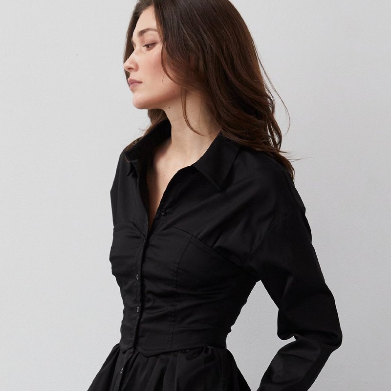 Crescent Bailey Corset Button Up Shirt In Black