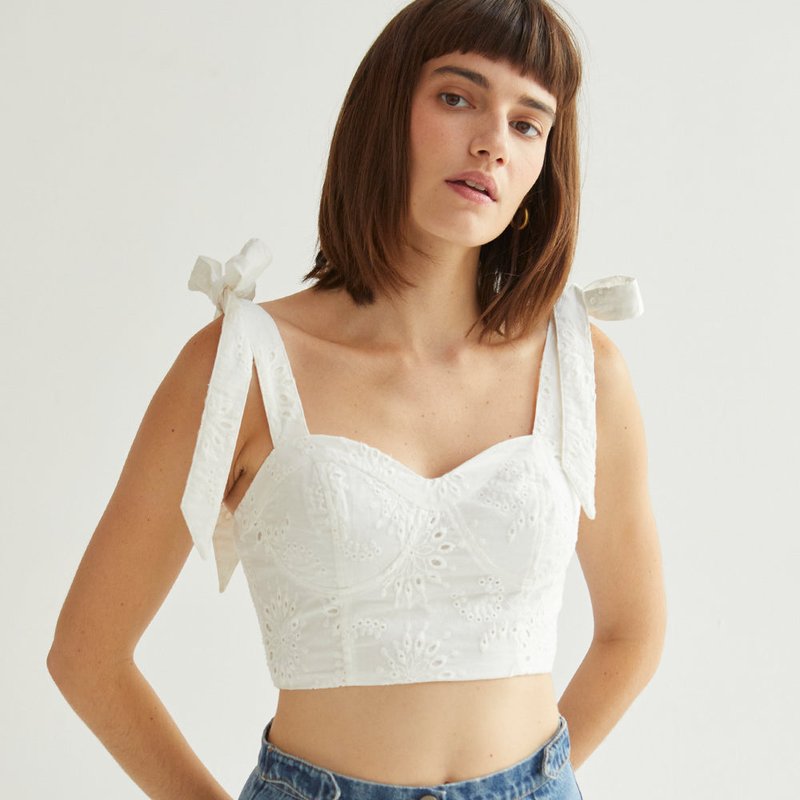 Shop Crescent Balia Eyelet Bustier Top In White