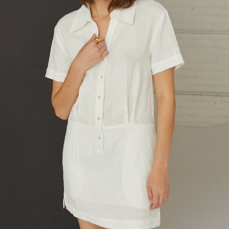 Shop Crescent Casey Linen Shirt Dress In White