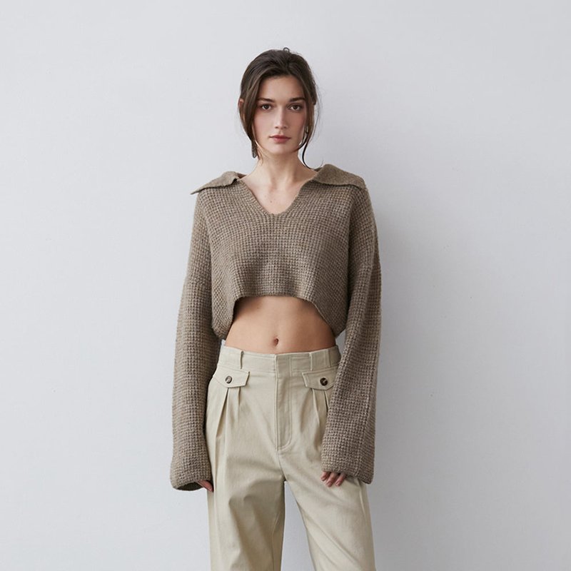 Shop Crescent Cecilia Waffle Sweater In Brown