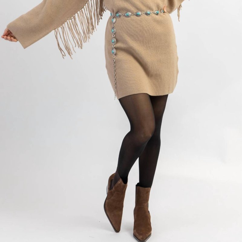 Shop Crescent Charley Fringed Sweater Dress In Brown