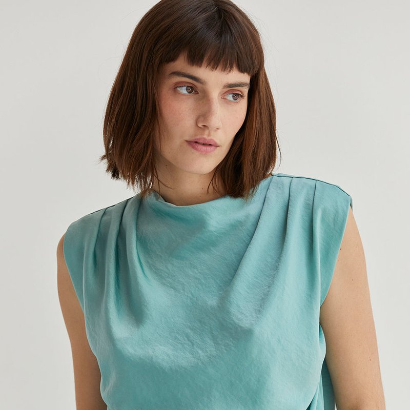 Shop Crescent Chlo Satin Top In Blue