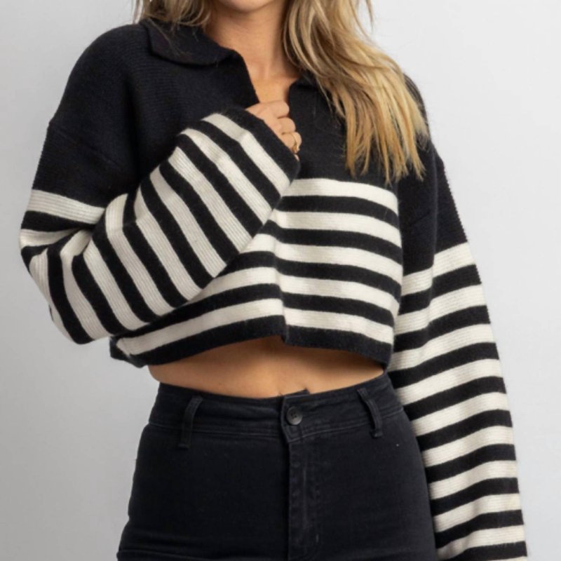 Shop Crescent Corbin Striped Sweater In Black