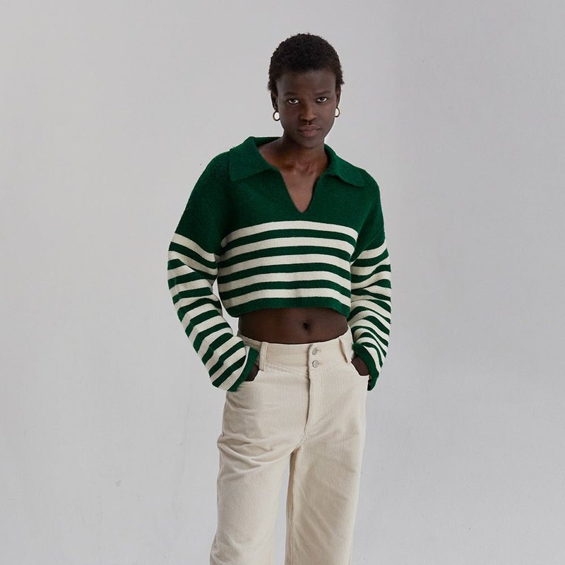 Crescent Corbin Striped Sweater In Green