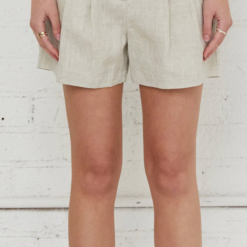 Crescent Darlene Linen Shorts In Brown