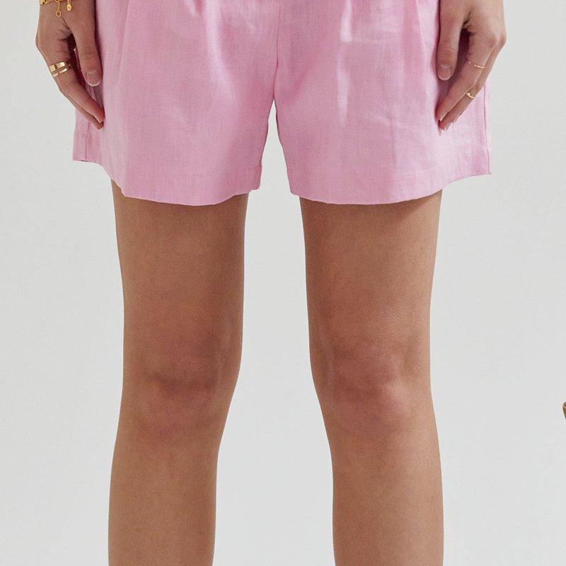 Crescent Darlene Linen Shorts In Pink