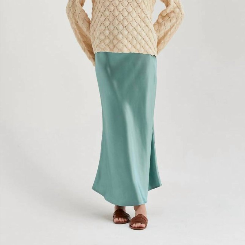 Shop Crescent Davina Satin Skirt In Green