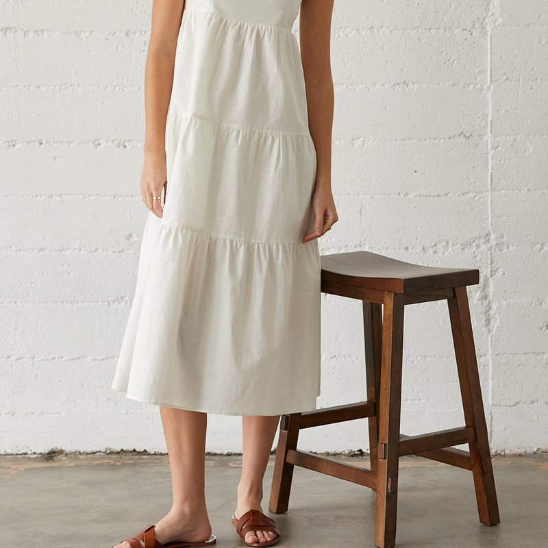 Crescent Delilah Linen-blend Midi Dress In White