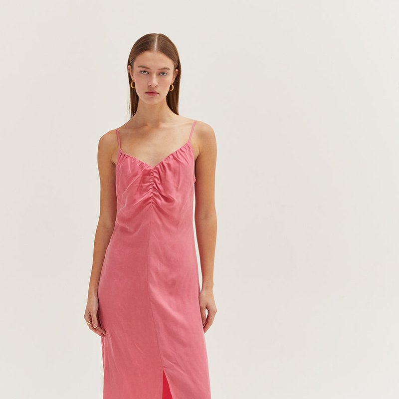 Crescent Demi Maxi Slip Dress In Pink