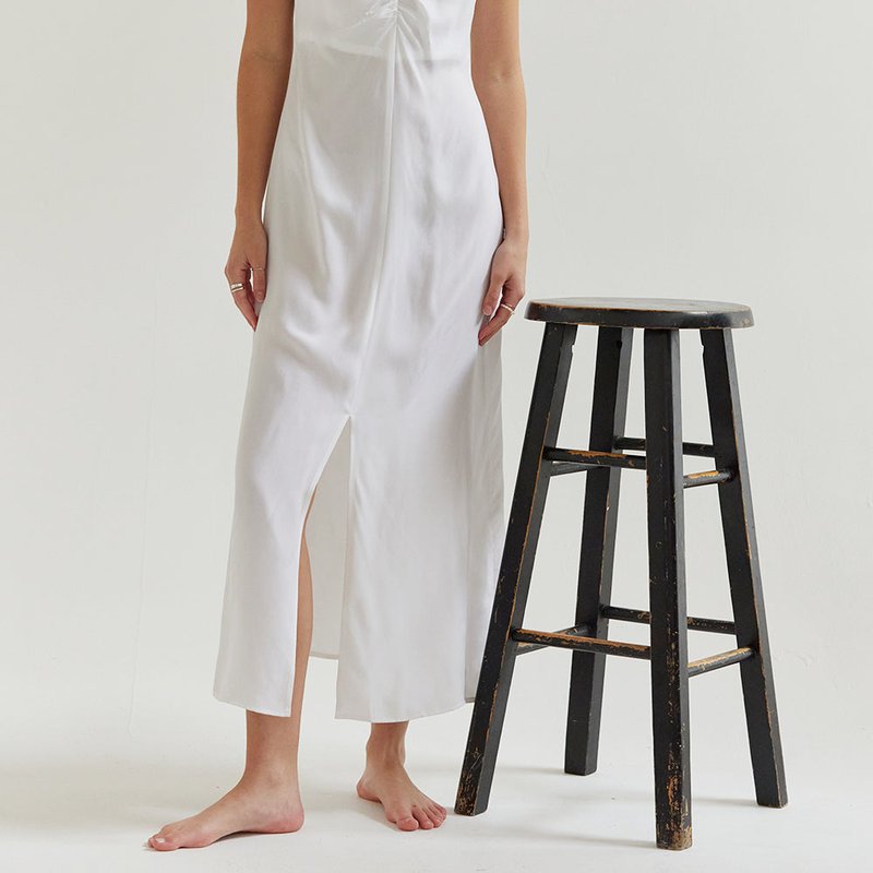 Crescent Demi Maxi Slip Dress In White