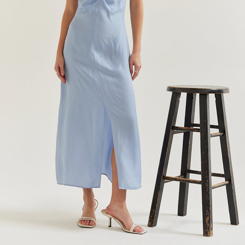 Crescent Demi Maxi Slip Dress In Blue