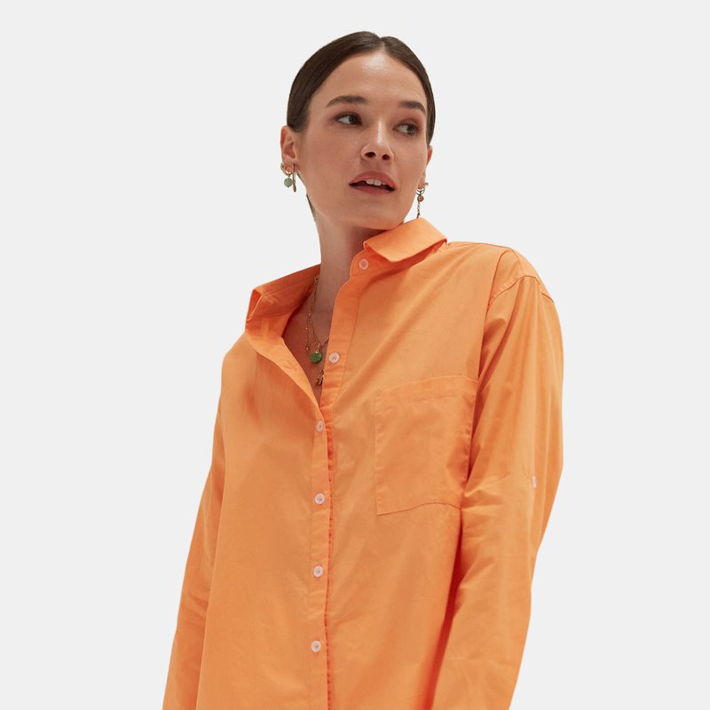 Crescent Devon Poplin Oversized Shirt In Orange