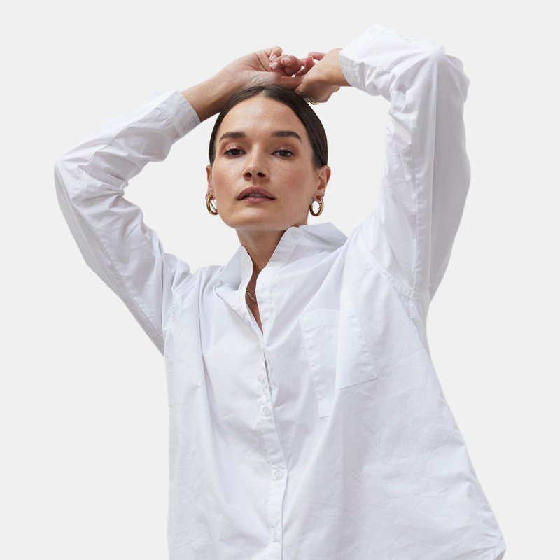 Crescent Devon Poplin Oversized Shirt In White