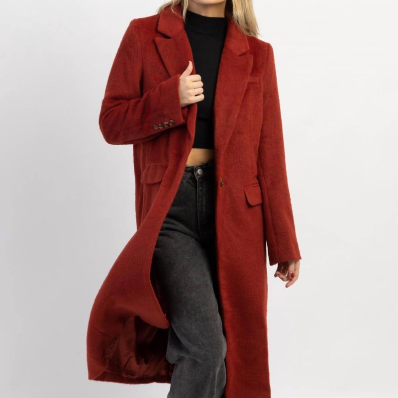 Shop Crescent Eliza Brick Brushed Wool Coat In Red