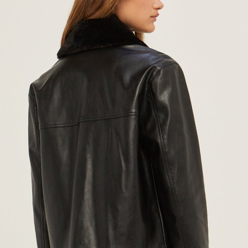 Shop Crescent Eloise Vegan Leather Jacket In Black