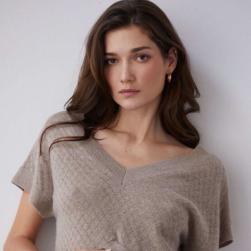 Crescent Emma Knit Top In Brown