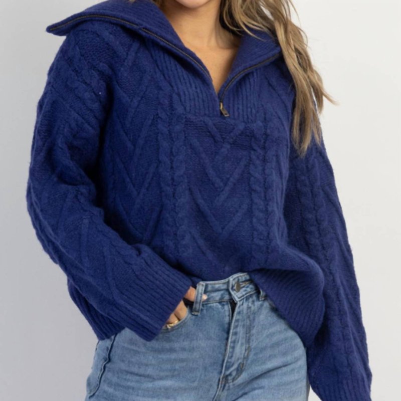 Shop Crescent Franco Half Zip Sweater In Blue