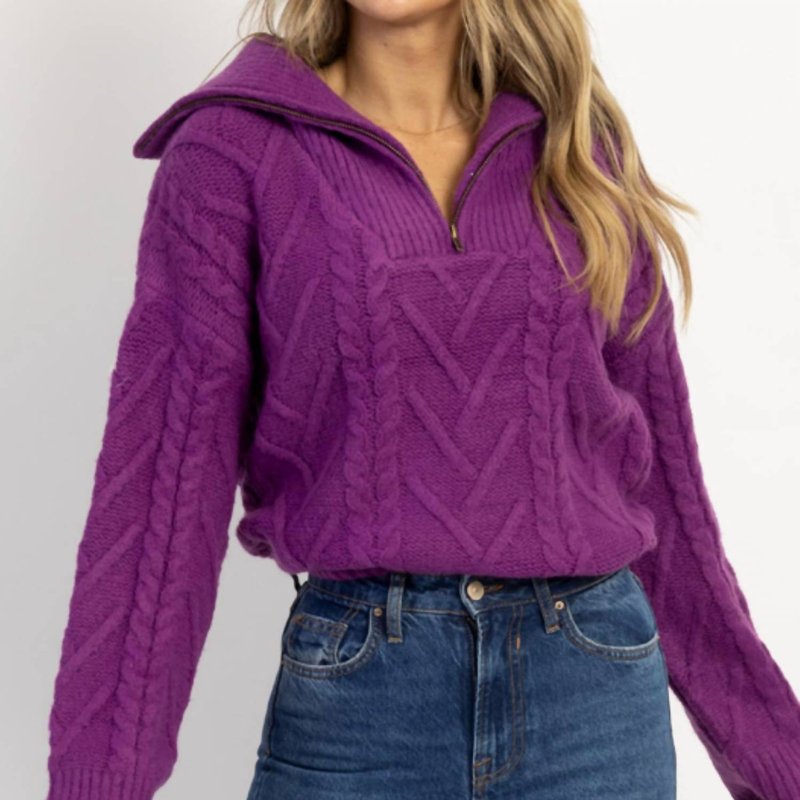 Shop Crescent Franco Half Zip Sweater In Purple