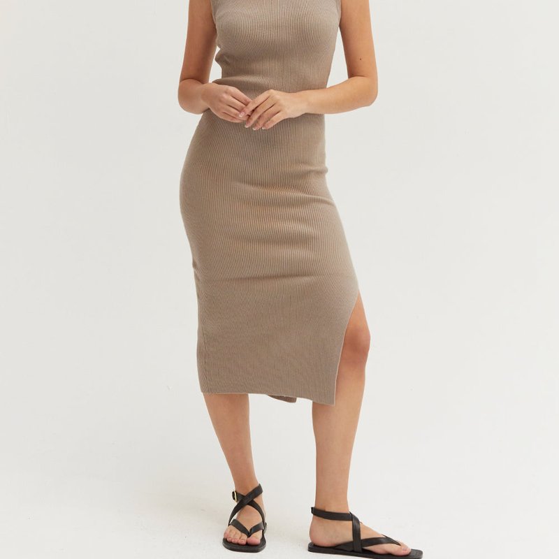 Shop Crescent Irina Knit Dress In Brown
