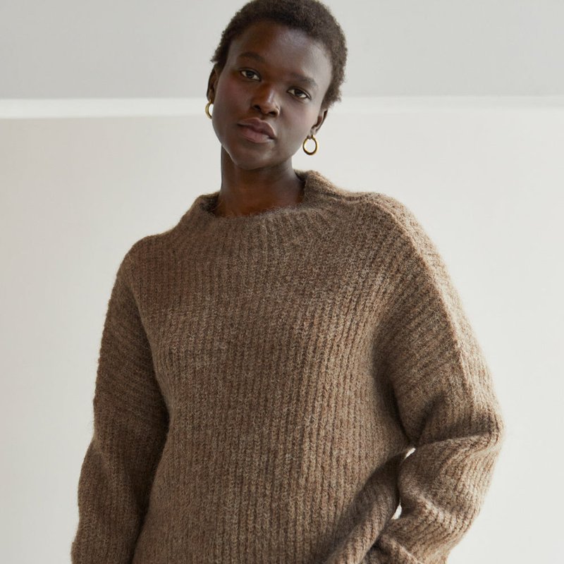 Crescent Isabel Mock Neck Sweater In Brown