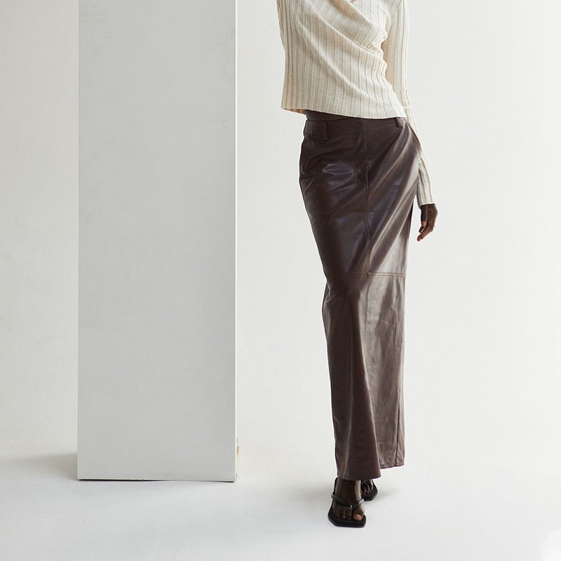 Crescent Jade Column Maxi Skirt In Brown