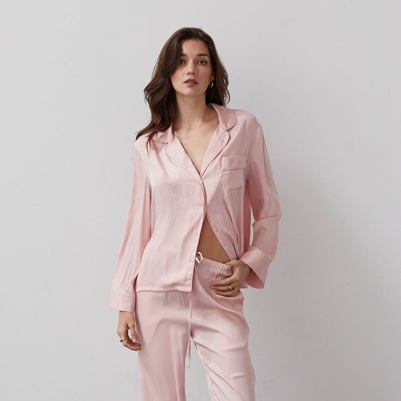 Crescent Jexie Silky Satin Pants In Pink