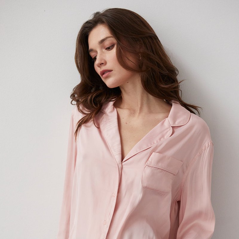 Crescent Jules Silky Satin Blouse In Pink