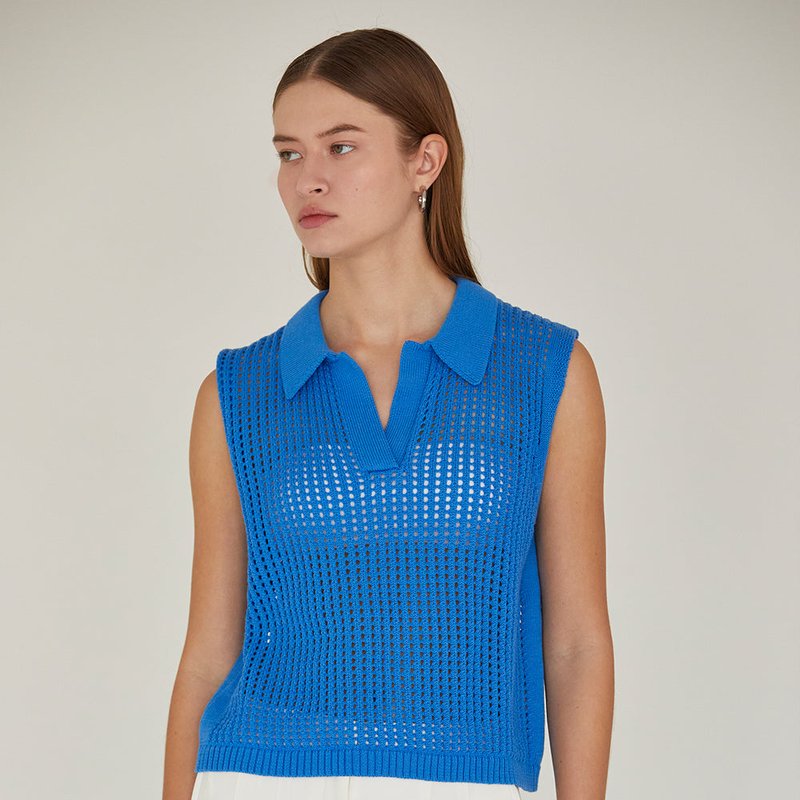 Crescent Kennedy Knit Top In Blue