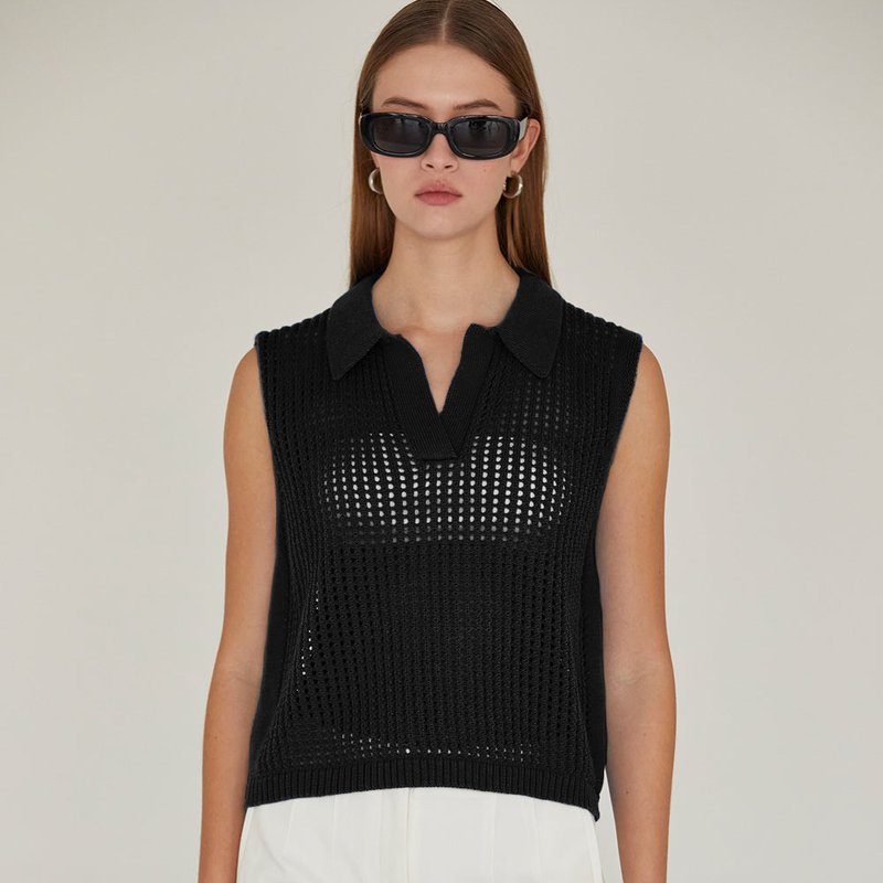 Crescent Kennedy Knit Top In Black