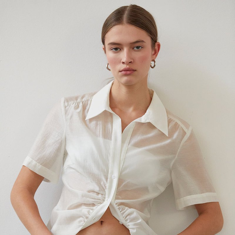 Shop Crescent Lola Button Up Shirt In White