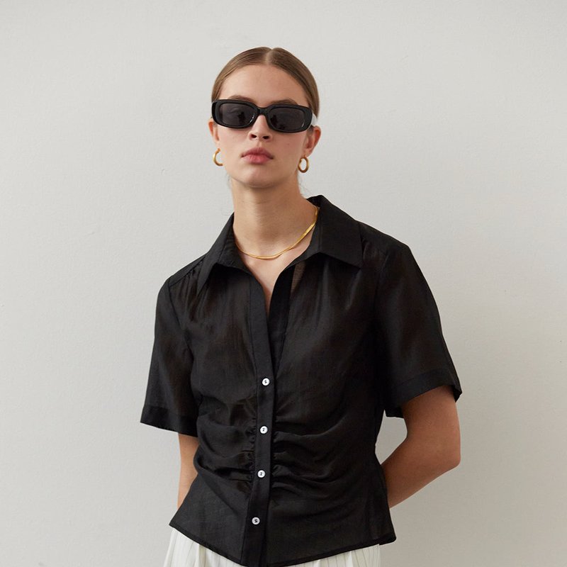 Crescent Lola Button Up Shirt In Black