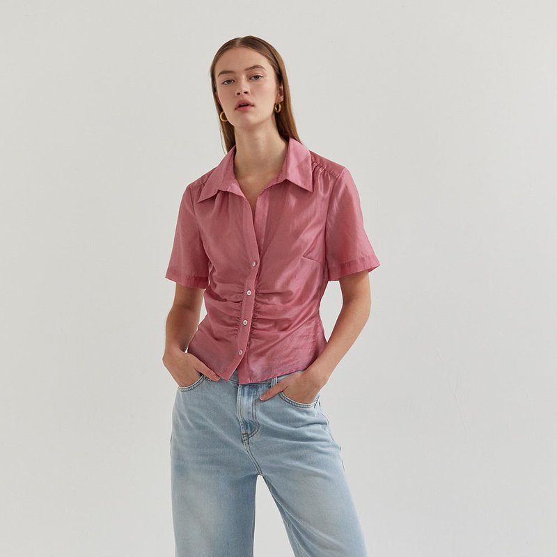 Crescent Lola Button Up Shirt In Pink